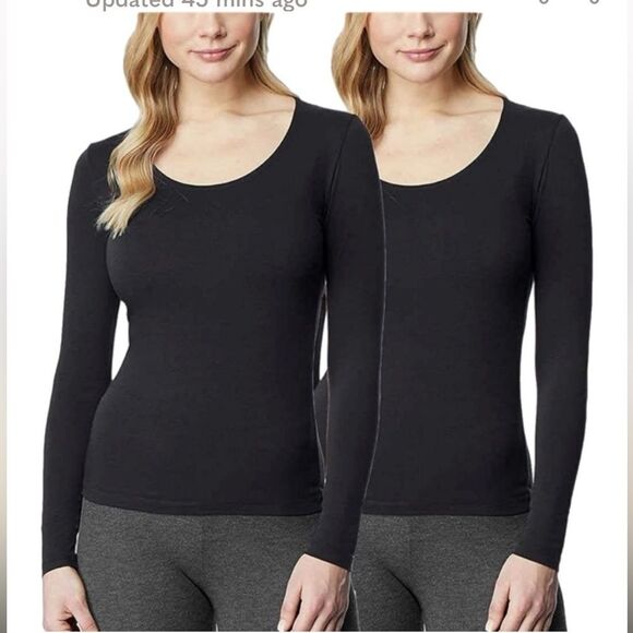 32 DEGREES Heat base Layer Top Women’s Black Lot of 2 Long Sleeve Scoop Neck. - Picture 1 of 6